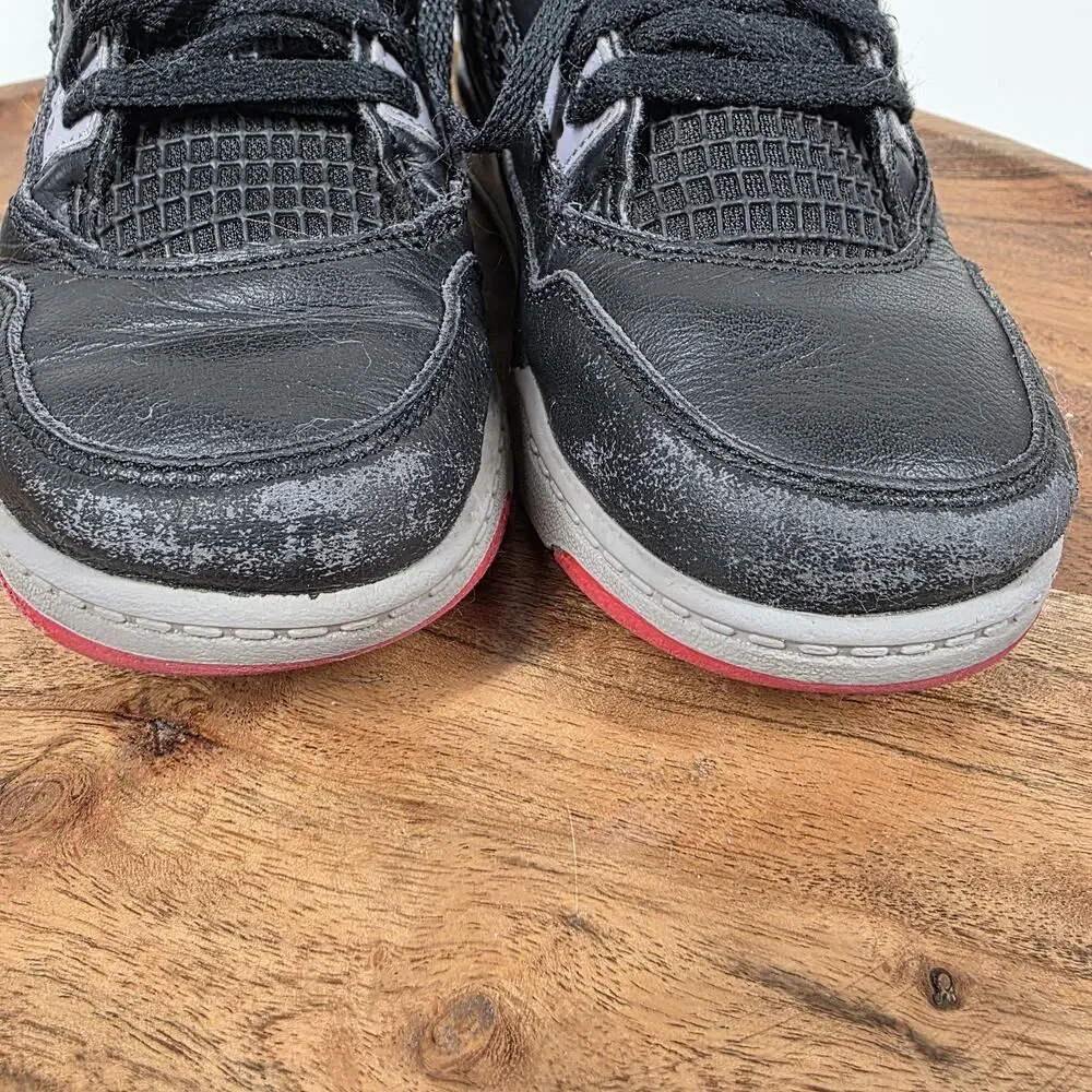 Nike Air Jordan 4 Retro Reimagined Ps Bred Kids Black Size 13.5 Shoes BQ7669-006
